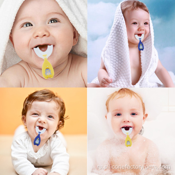 Ребенок жевать игрушечные зубы Тренировка силиконовой жевательной палочки